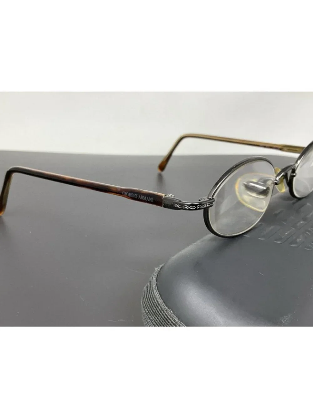 Vinatge Giorgio Armani GA 250 976 Dark Gunmetal Oval Eyeglasses Italy 44 [] 20